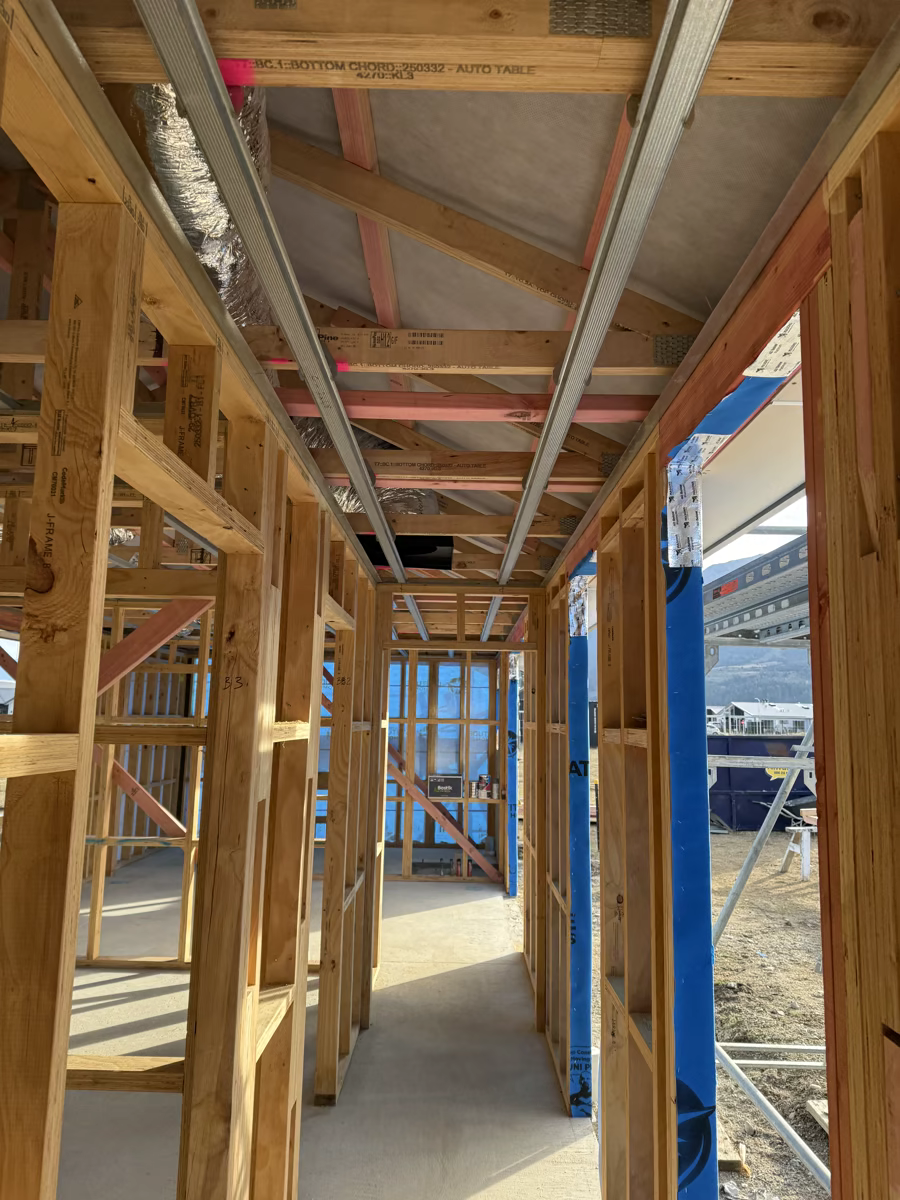 Ceiling framing installation in progress